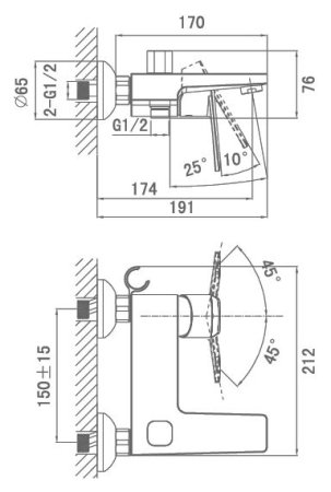 Смеситель D&K Lessing Rhein DA1323201 для ванны с душем 