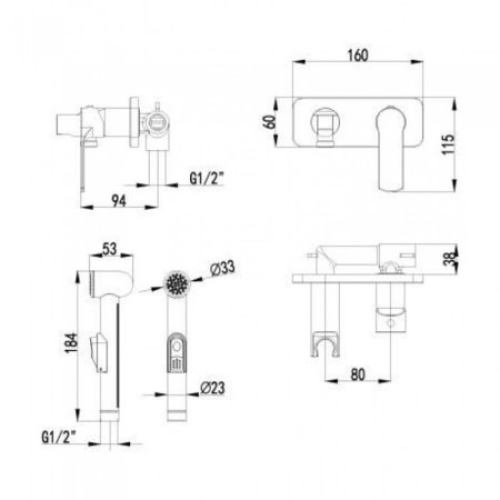Комплект скрыт. монтажа для биде ViEiR V283553-C Черный 