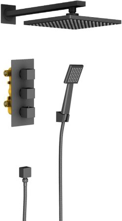 Душевой комплект Timo Tetra-thermo SX-0179/03SM с внутренней частью, черный 