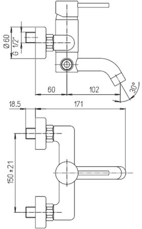 Смеситель для ванны Paini Cox 78CR111 с термостатом Хром 
