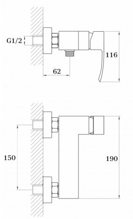 Cмеситель для душа GANZER GZ44052F (GZ25052F) WHITE 