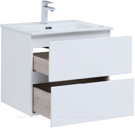 Тумба с раковиной Aquanet Алвита New 60 2 ящика, белый матовый 