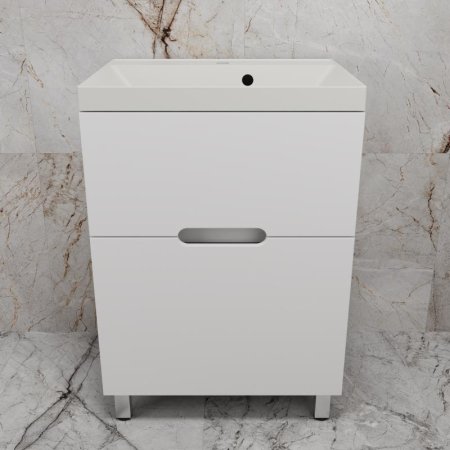 Тумба напольная Style Line "Матис 60" под ASTI 60 (2 ящика), Белый матовый, ЭМАЛЬ 