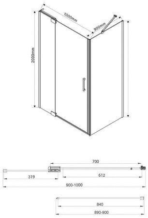 Душевой уголок Vincea Extra 100х90 VSR-1E901090CLB профиль Черный стекло прозрачное 
