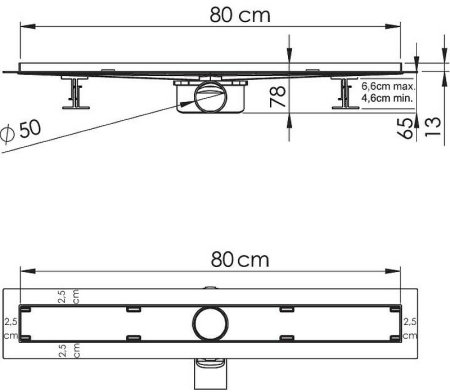 Душевой лоток Vincea Almira Jasmin 80 SAY.605.80.P.BUKLE с решеткой Хром 
