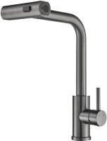 Смеситель для кухни с мультифункциональным изливом Shevanik S263T, оружейная сталь