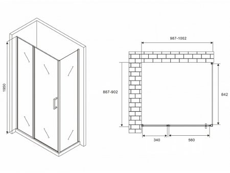 Душевой уголок Abber Sonnenstrand 100х90 AG04100MS-S90M профиль Хром стекло матовое 