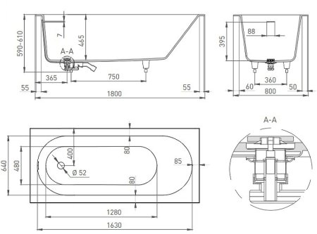 Ванна из искусственного камня Salini Ornella Kit 180х80 102422M Белая матовая 