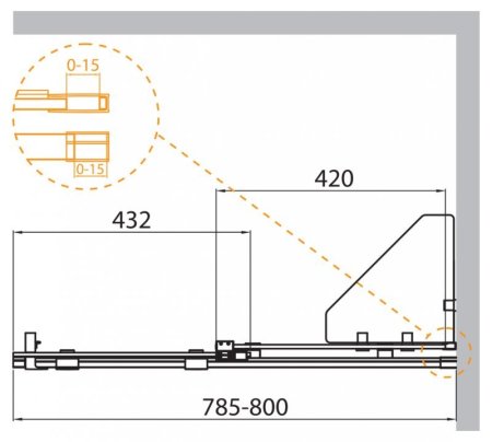 Душевая перегородка Cezares STREAM-BF-1 80х195 