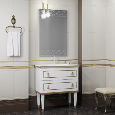 Мебель для ванной Smile Порто 80 белая, золото 