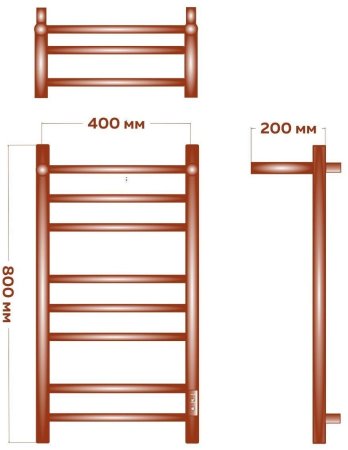 Полотенцесушитель электрический с полочкой (лесенка) Bauedge Stil Shelf DB-0020, 40x80 см 