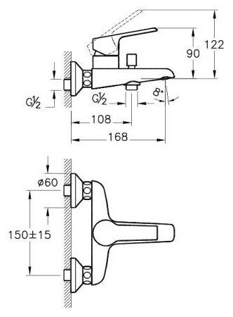 Смеситель VitrA Axe S A41070EXP для ванны с душем 