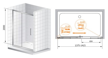 Душевая дверь в нишу Cezares Premier Soft BF1 140 С Cr IV 