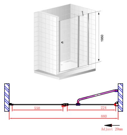 Душевая дверь в нишу Cezares Elena B12 90 P Cr R 