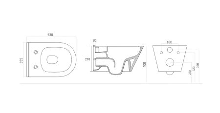 Чаша для унитаза подвесного Creto Logan L3 1003-002-L3BlMat безободковый, черный матовый 