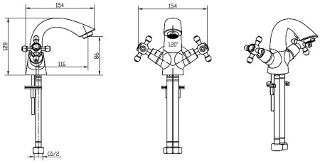 Смеситель для раковины Boheme Royal Cristal 311-Royal Бронза 