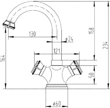 Смеситель Zorg Antic A 4004U-BR для раковины 
