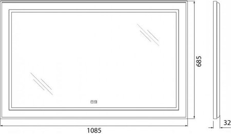 Зеркало BelBagno Kraft 108.5 SPC-KRAFT-1085-685-TCH-WARM с подсветкой с подогревом Сатин с сенсорным выключателем 