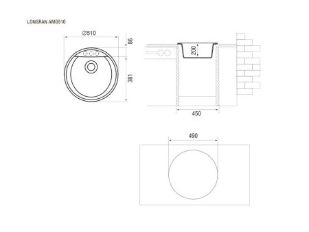Мойка для кухни каменная Longran Amanda AMG 51 Терра 