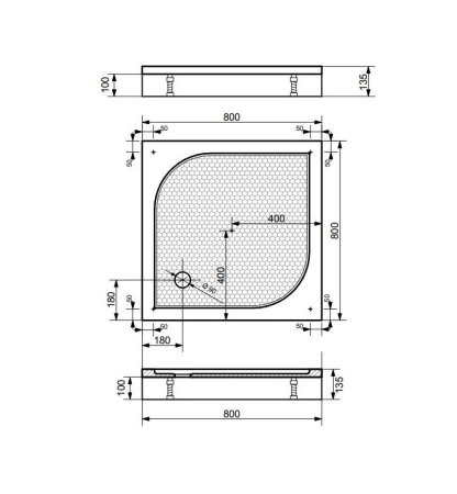 Душевой поддон из литьевого мрамора Эстет Гамма 80x80 