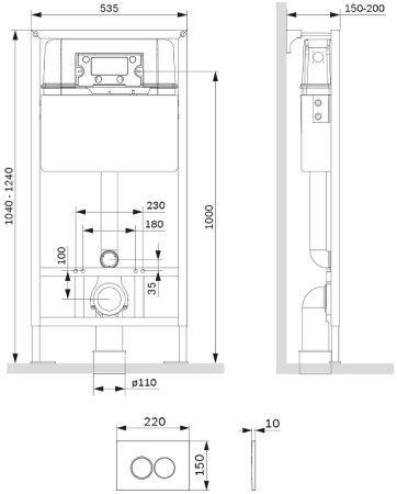Инсталляция AM.PM Pro С I012707.0131 для унитаза с клавишей смыва Хром матовый 