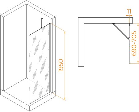 Душевая перегородка RGW WA-102B 700 