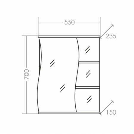 Зеркало-шкаф Санта Волна 55 свет левый 