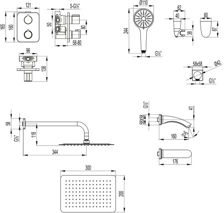 Душевая система Lemark Bronx встраиваемая (LM3742BL) 