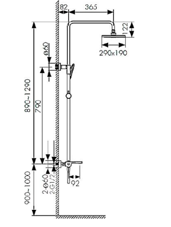 Душевая система Kaiser Elite 01182-2 с термостатом Черная матовая 