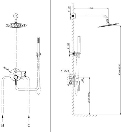Душевая система Raiber Graceful RP-005 Хром 