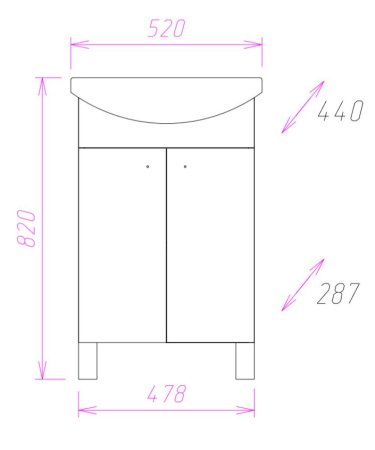 Тумба с раковиной Onika Крит- Эко 52.10 разборная, белая 
