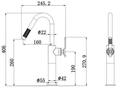Смеситель для раковины Bronze de Luxe 1760'S Loft 3352SB Черный матовый 