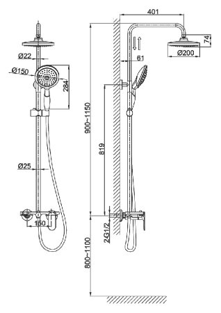 Душевая стойка D&K Durer Bayern DA1253701B06 