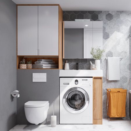 Зеркальный шкаф Aquaton Лондри 80 1A267202LH010 Белый глянцевый 