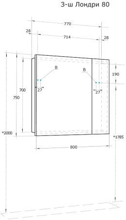 Зеркальный шкаф Aquaton Лондри 80 1A267202LH010 Белый глянцевый 