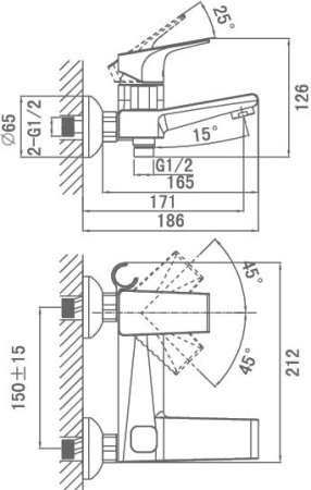 Смеситель D&K Hertz Rhein DA1293201 для ванны с душем 
