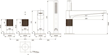 Смеситель Omnires Contour CT8032GLB на борт ванны, золото 
