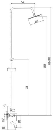 Душевая система Haiba HB24801-2 Нержавеющая сталь 