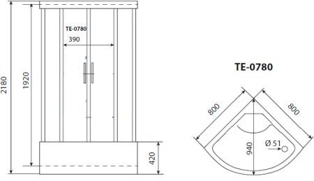 Душевая кабина Timo Eco TE-0780 P 