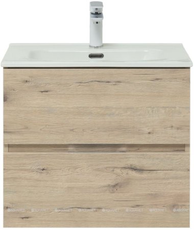 Тумба с раковиной Aquanet Алвита New 60 2 ящика, дуб веллингтон белый 