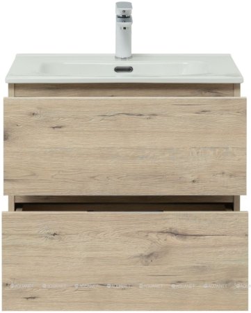 Тумба с раковиной Aquanet Алвита New 60 2 ящика, дуб веллингтон белый 