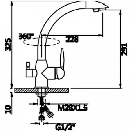 Cмеситель для кухни под фильтр ViEiR V15003-С Черный 