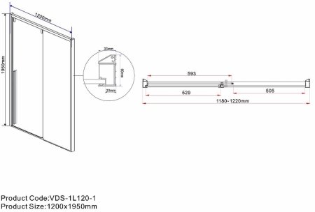 Душевая дверь Vincea Lugano 120 VDS-1L120CGB-1 профиль Черный стекло тонированное 
