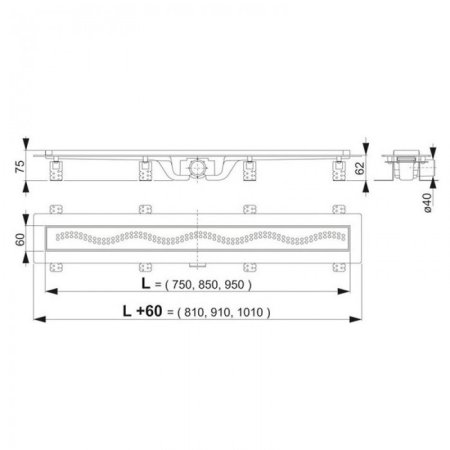 Трап желоб AlcaPlast APZ-8 (850мм) Хром 