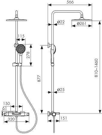 Душевая система Kaiser Quadris 25282 с термостатом Хром 