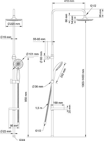 Душевая система Swedbe Calypso 5072 Хром 