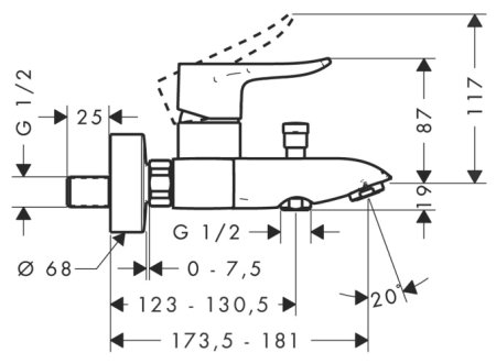 Смеситель Hansgrohe Metris 31480000 для ванны с душем 
