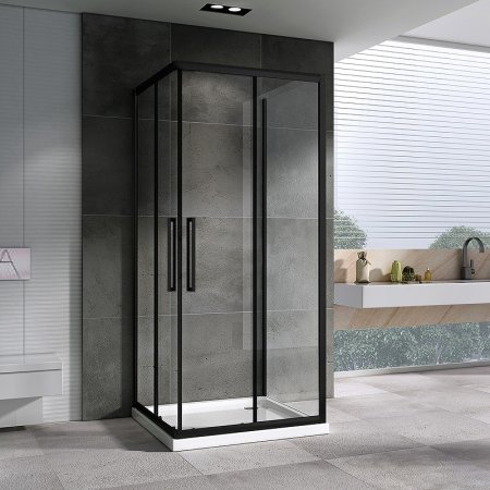 Душевой уголок Abber Schwarzer Diamant 90х90 AG02090BH-S90B профиль Черный стекло прозрачное 