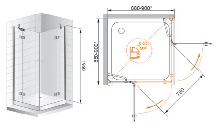 Душевой уголок Cezares Verona A2 100 P Cr 