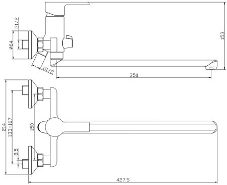 Смеситель для ванны Olive's Tenerife 24221TN универсальный Хром 